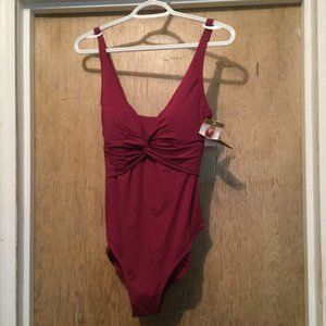 NWT one piece swimsuit wine burgundy color